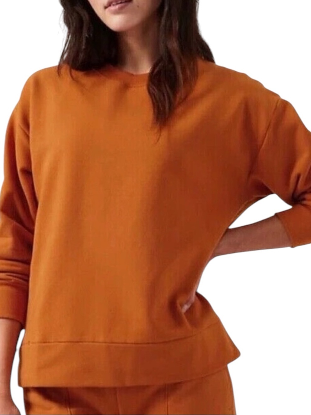 ATHLETA Retroplus Crewneck Pullover Sweatshirt in Foliage Orange Size Medium